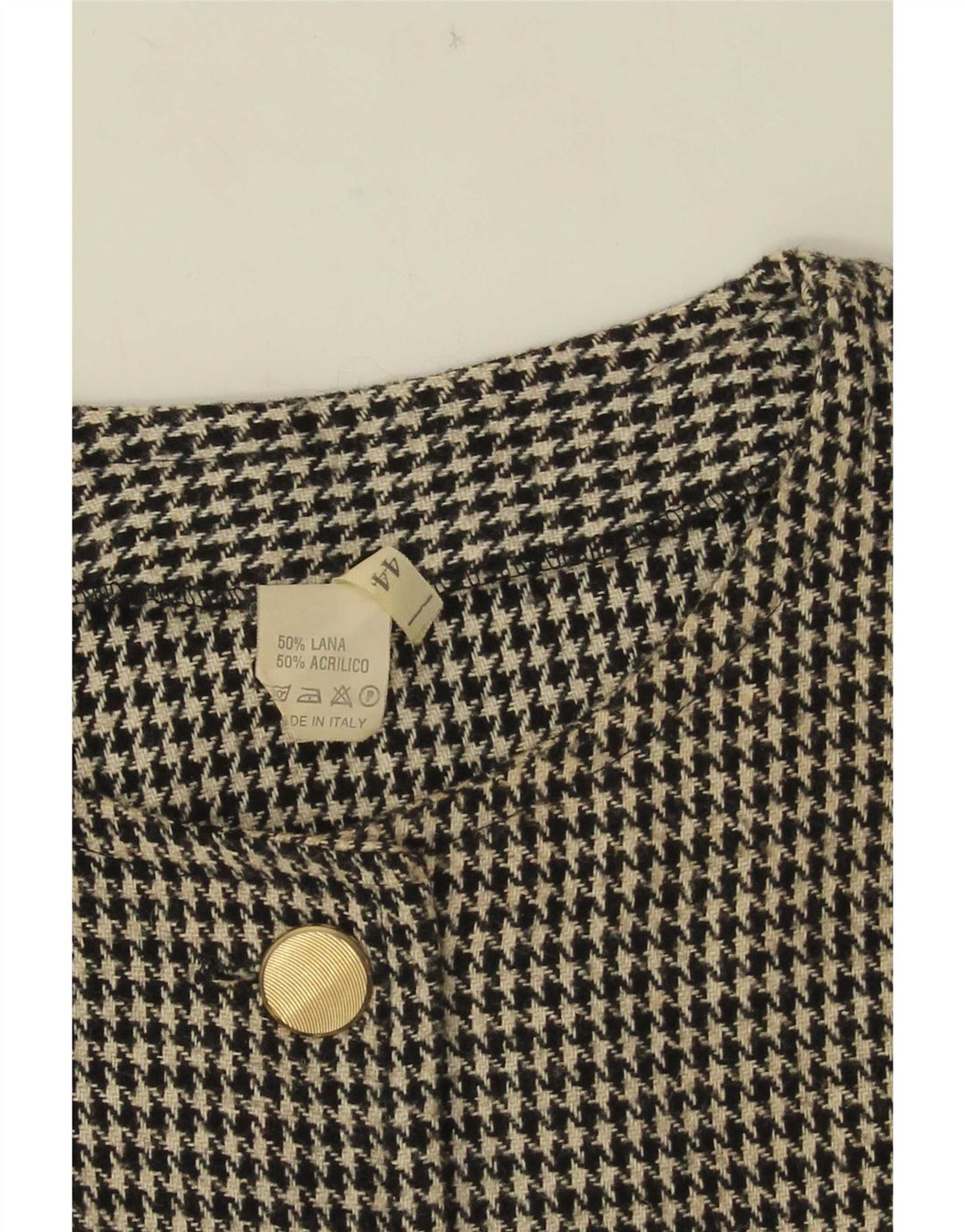 Jaqueta blazer feminina vintage com 5 botões IT 44 médio preto houndstooth