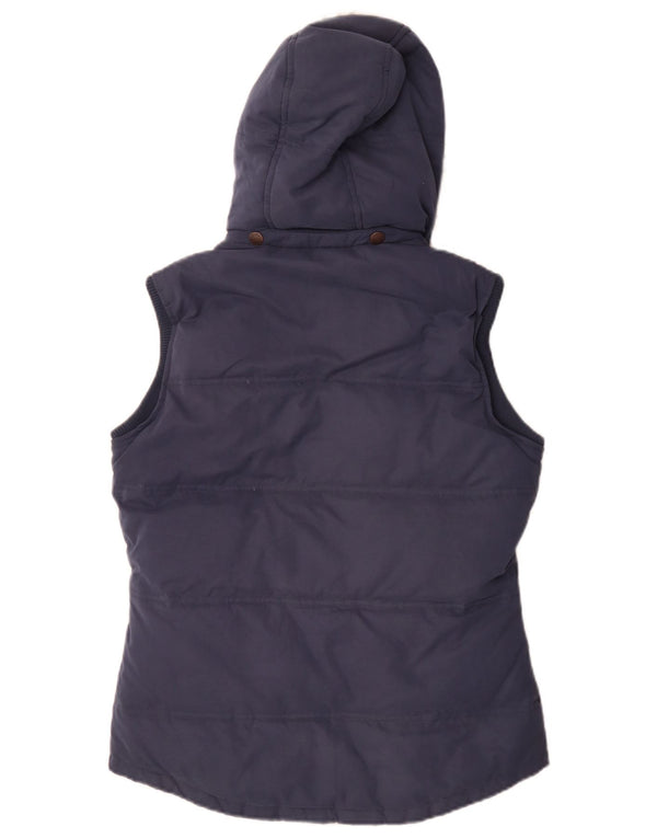 Fat Face Womens Sherpa com capuz acolchoado Gilet UK 10 pequeno poliéster azul marinho