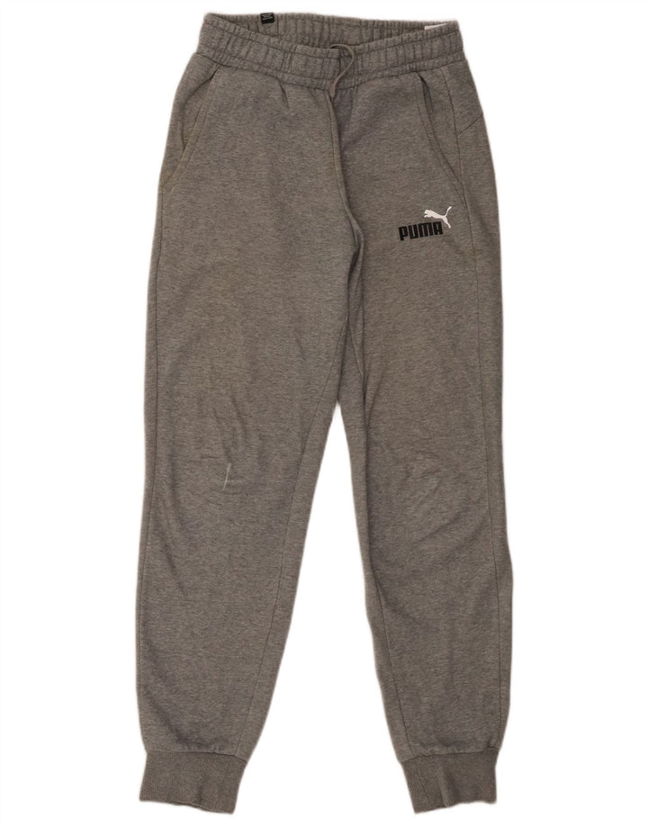 Calça de treino masculina Puma Joggers pequeno algodão manchado cinza