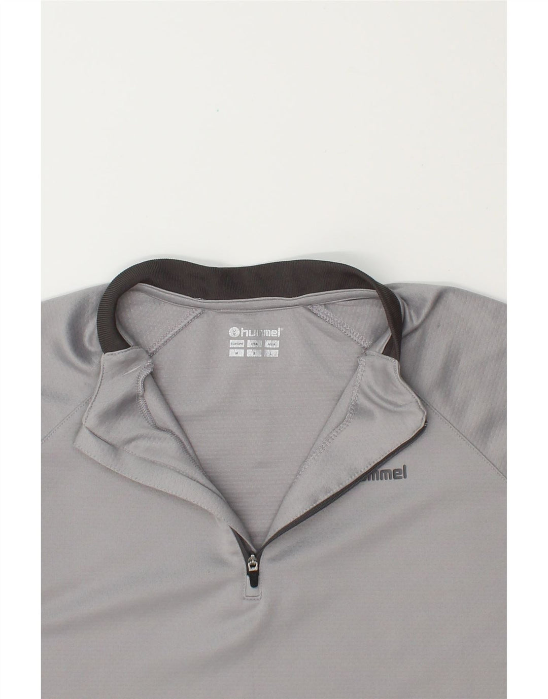 HUMMEL Mens Graphic Zip Neck Pullover Tracksuit Top Medium Grey Polyester Vintage Hummel and Second-Hand Hummel from Messina Hembry 