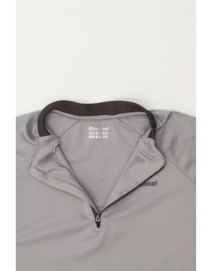 HUMMEL Mens Graphic Zip Neck Pullover Tracksuit Top Medium Grey Polyester Vintage Hummel and Second-Hand Hummel from Messina Hembry 