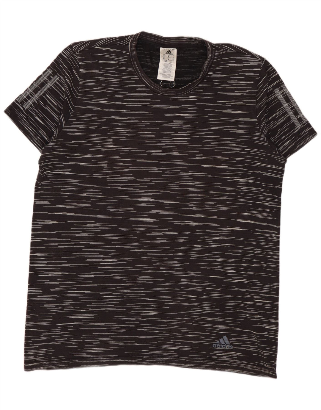 Camiseta masculina ADIDAS de algodão listrado preto médio