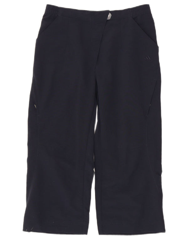 Calça cargo capri feminina Adidas com perna larga UK 8 pequena W28 L20 azul marinho