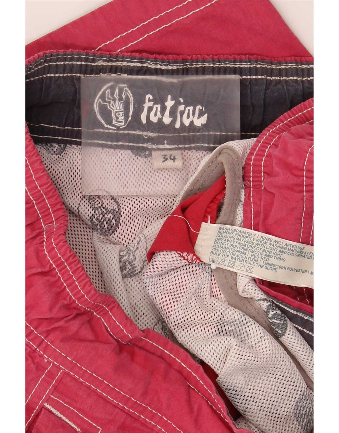 Shorts de natação masculino Fat Face grande algodão vermelho