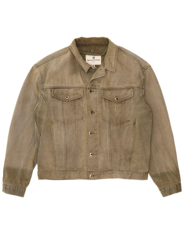 Nazareno Gabrielli Jaqueta jeans masculina Reino Unido 38 Algodão cáqui médio
