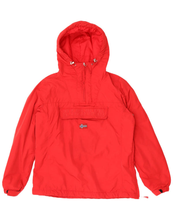 Jaqueta Anorak com capuz geográfico feminino Napapijri Reino Unido 20 2XL poliéster vermelho