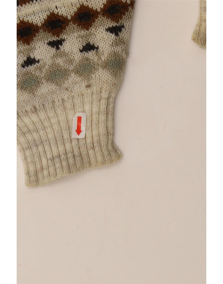 Suéter vintage masculino com gola redonda, meio geométrico multicolorido