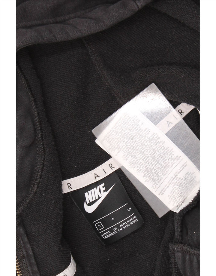 Suéter feminino Nike com capuz e zíper gráfico oversized UK 10 pequeno algodão preto