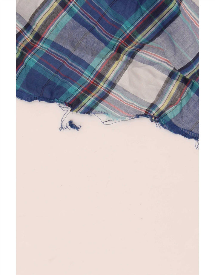 Wrangler Camisa masculina de manga curta com babados frontal grande xadrez azul