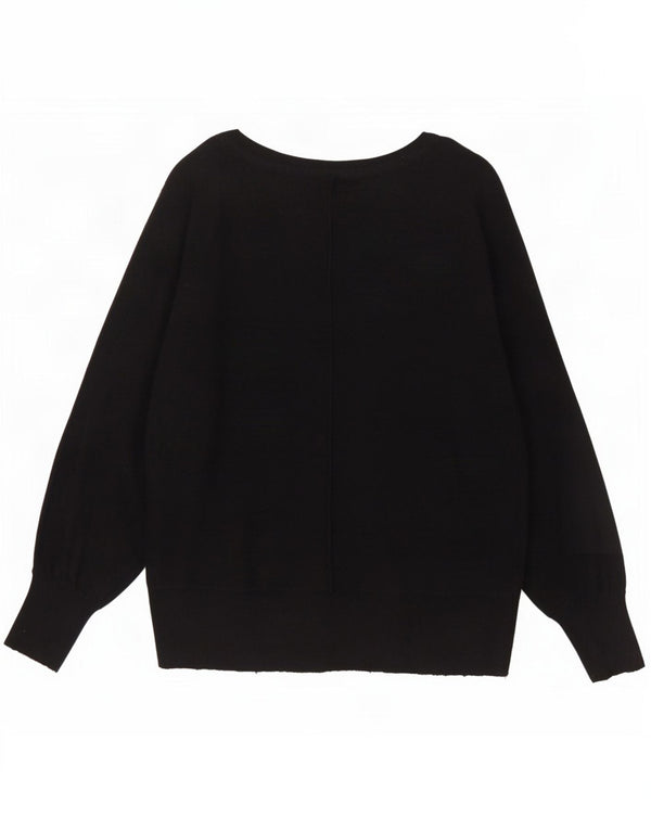 MINT VELVET Womens Oversized Boat Neck Jumper Sweater UK 14 Medium Black