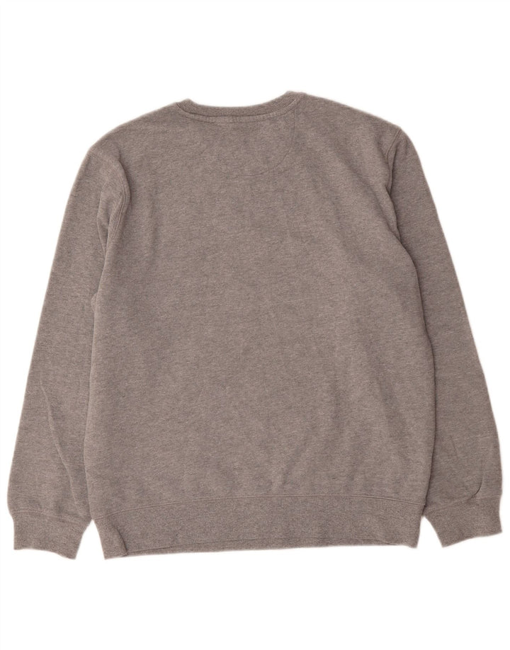 Dkny moletom gráfico masculino jumper médio cinza algodão manchado