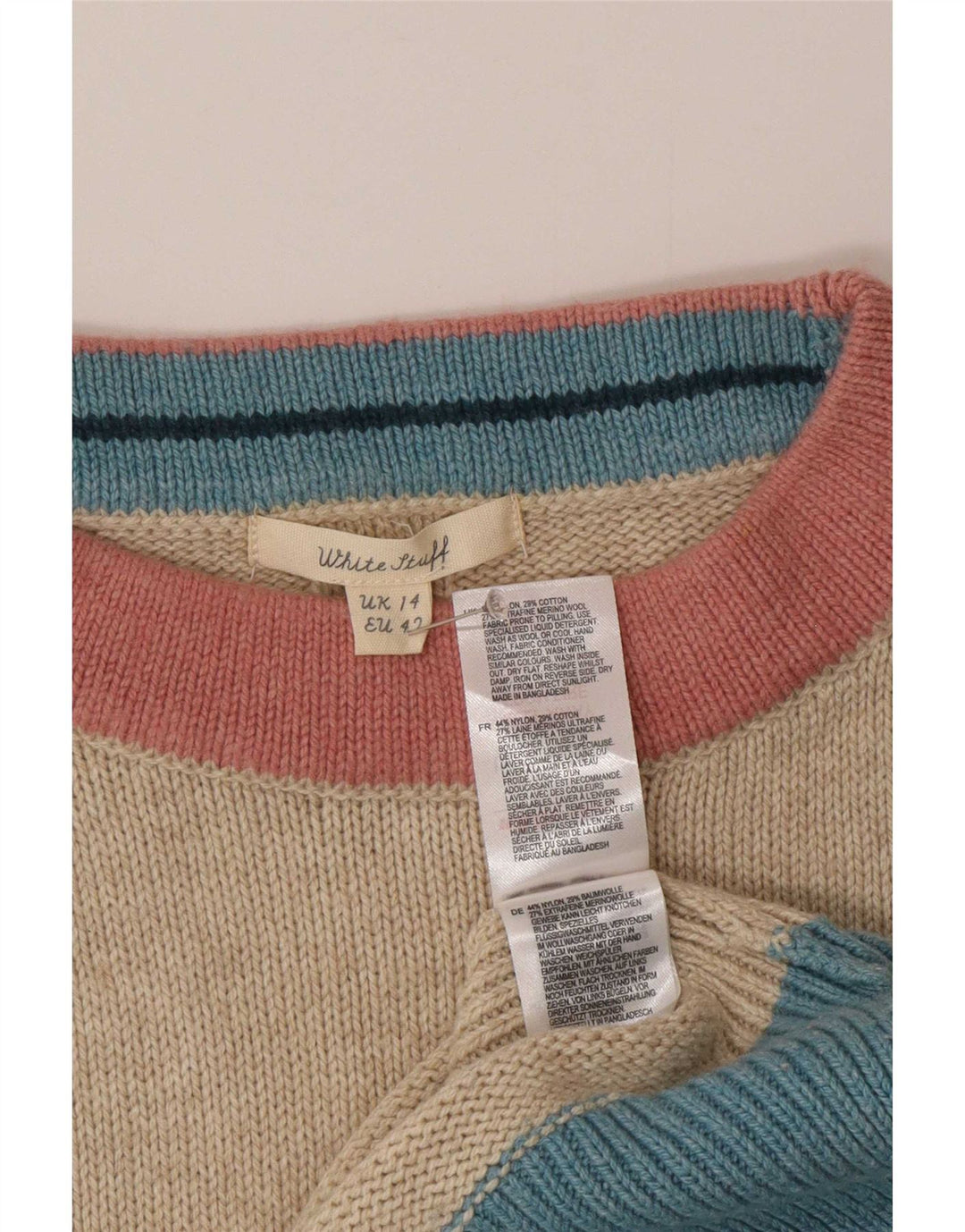 Camiseta regata feminina White Stuff UK 14 Medium Bege Colourblock Nylon