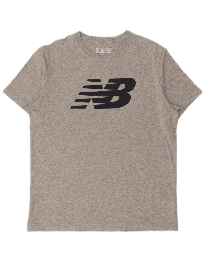 Camiseta gráfica masculina NEW BALANCE grande algodão manchado cinza