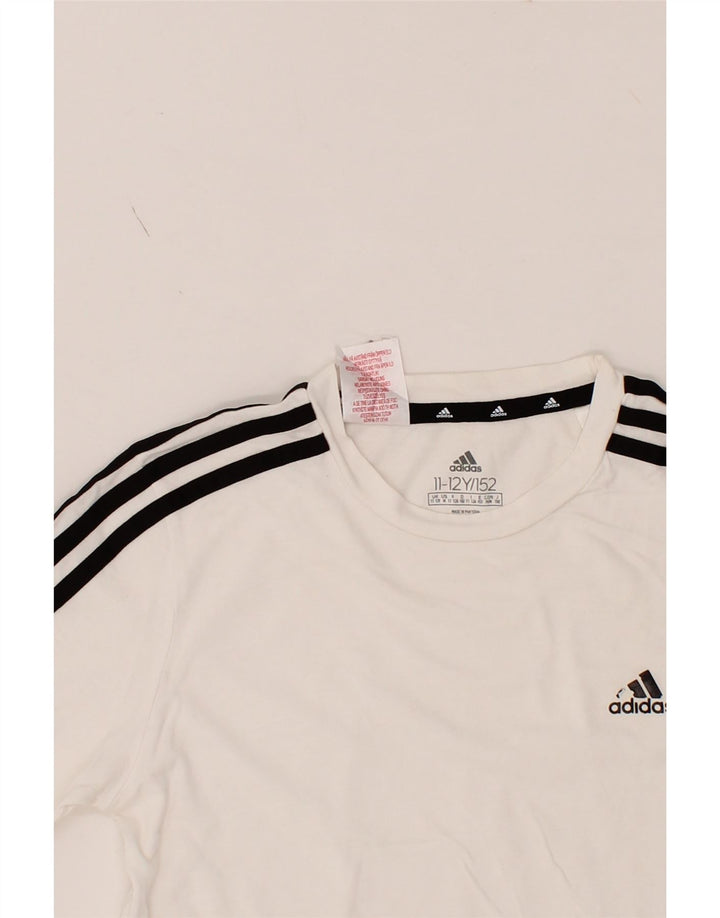 ADIDAS Girls T-Shirt Top 11-12 Years White Cotton Vintage Adidas and Second-Hand Adidas from Messina Hembry 