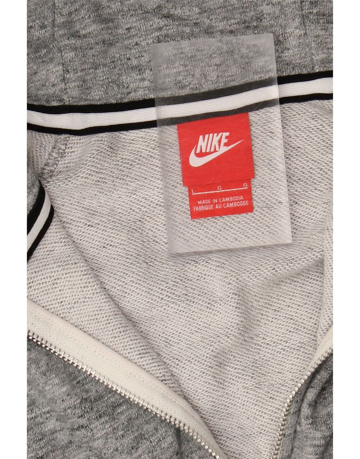 NIKE Mens Zip Neck Hoodie Jumper Grande Algodão Cinza