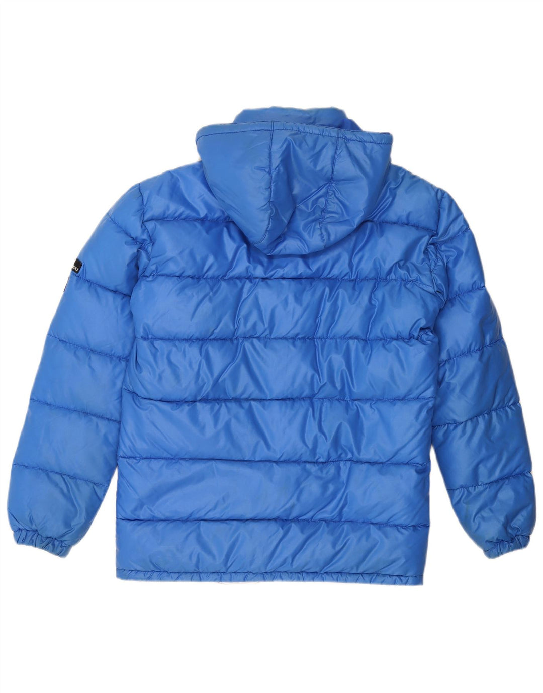 Jaqueta acolchoada com capuz masculina vintage UK 38 poliamida azul média
