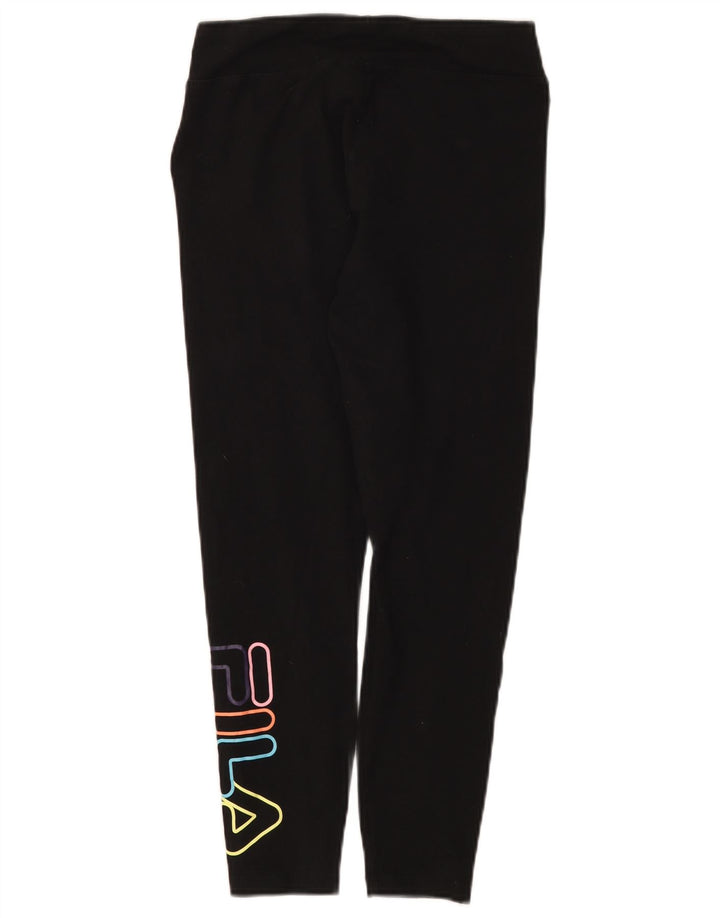 Fila Womens Graphic Crop Leggings UK 12 Médio Algodão Preto