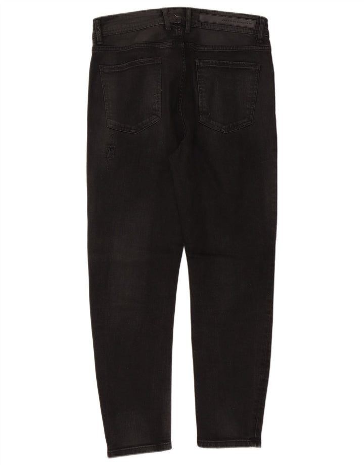 Zara Mens Jeans Slim Distressed EU 42 Grande W32 L26 Preto