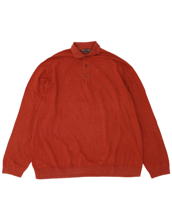 Suéter masculino Marks & Spencer com gola polo 4XL algodão vermelho