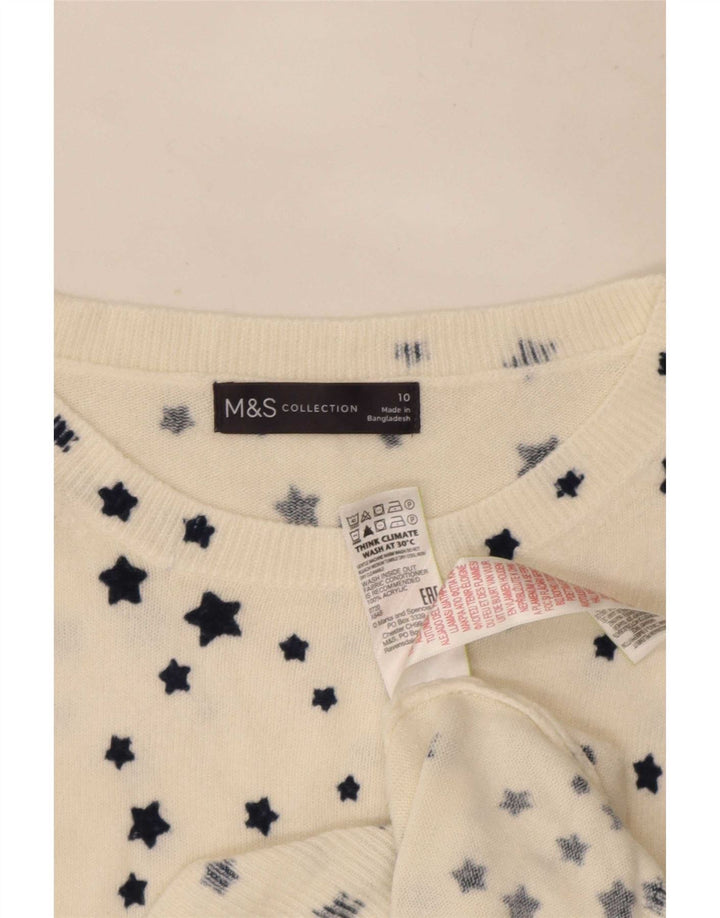 Suéter feminino Marks & Spencer com gola canoa Reino Unido 10 pequeno branco