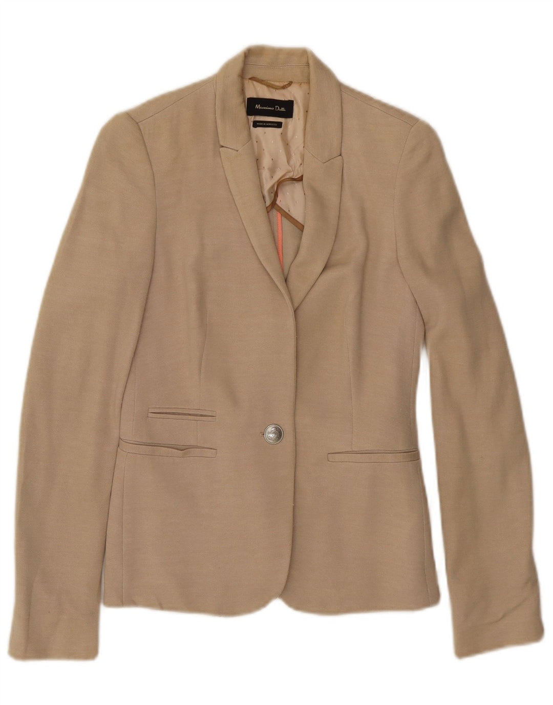 Jaqueta blazer feminina MASSIMO DUTTI com 1 botão EU 36 XS Bege Viscose