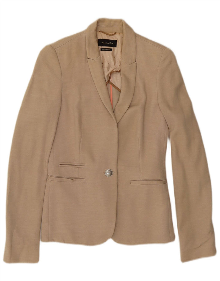 Jaqueta blazer feminina MASSIMO DUTTI com 1 botão EU 36 XS Bege Viscose