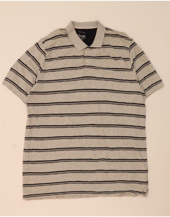 CHAPS Mens Polo Shirt XL Grey Striped Cotton Vintage Chaps and Second-Hand Chaps from Messina Hembry 