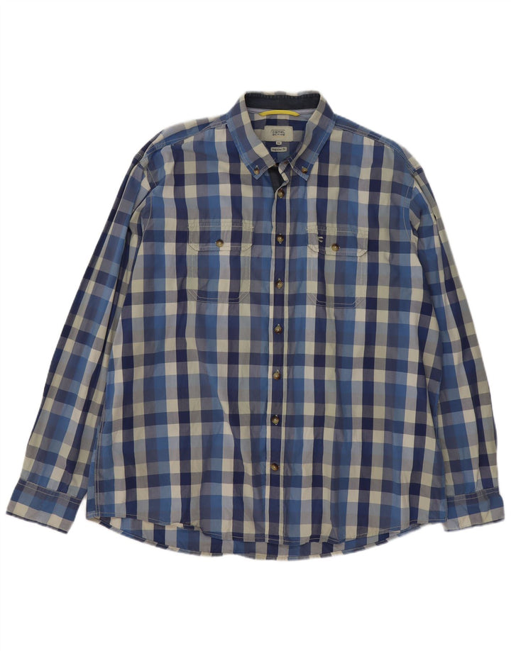 Camisa masculina de ajuste regular CAMEL ACTIVE 2XL algodão xadrez azul