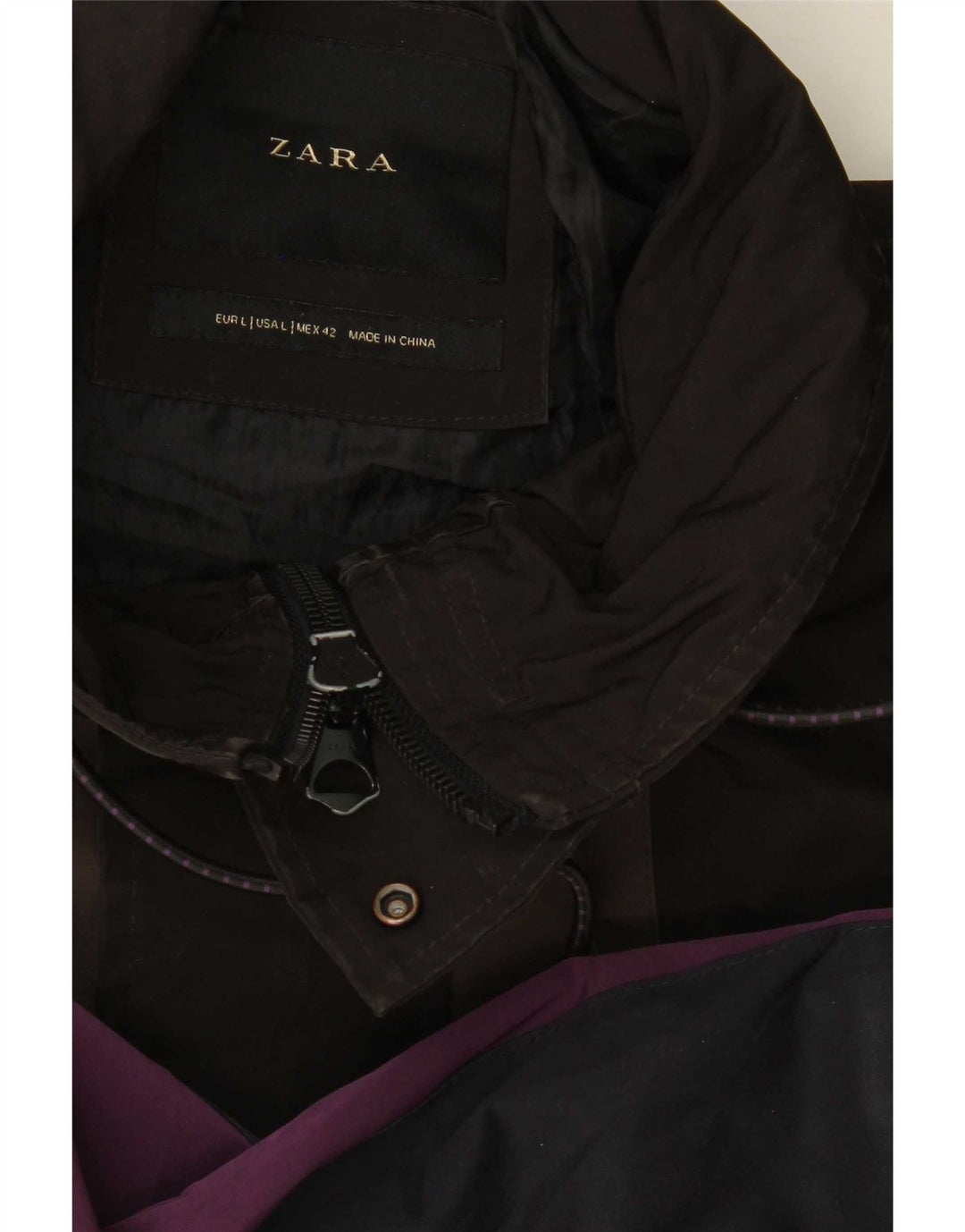 Jaqueta corta-vento masculina Zara UK 40 grande bloco colorido azul marinho