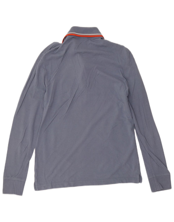Camisa polo masculina de manga comprida Diadora pequena azul algodão