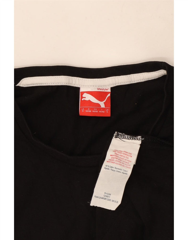 Puma Mens Graphic T-Shirt Top Pequeno Algodão Preto
