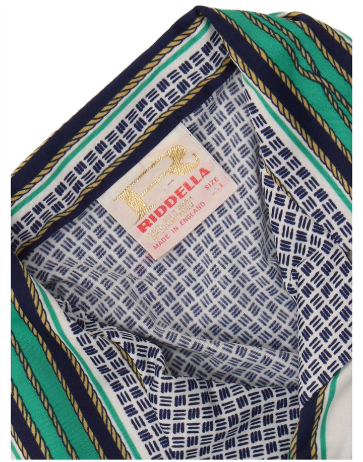 Camisa feminina VINTAGE UK 20 2XL azul geométrica