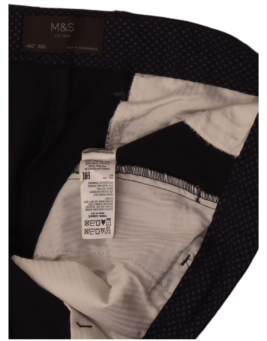 Shorts Chino Masculino Marks & Spencer W40 XL Azul Marinho Algodão
