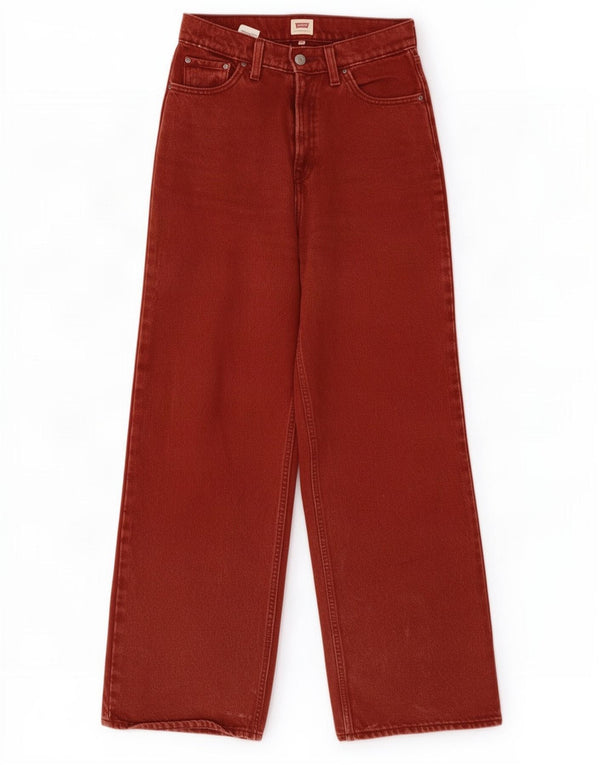 Jeans feminino Levi's cintura alta com perna larga W26 L29 algodão vermelho