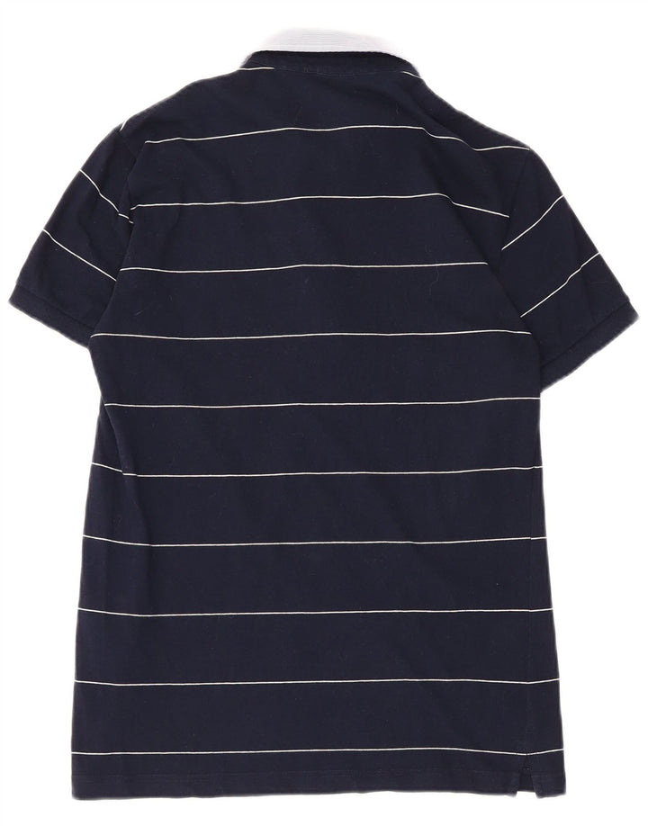 Camisa polo masculina Fred Perry média listrada azul marinho de algodão