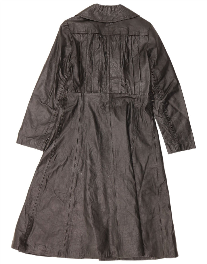 Casaco de couro feminino VINTAGE UK 10 pequeno couro preto