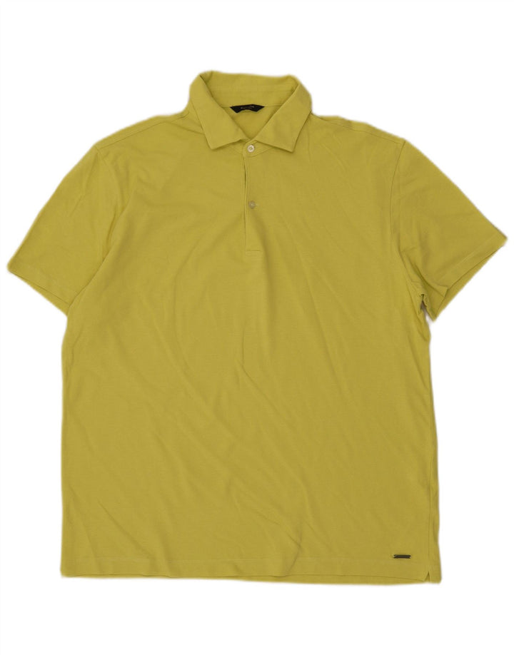 Camisa polo masculina Massimo Dutti grande algodão amarelo