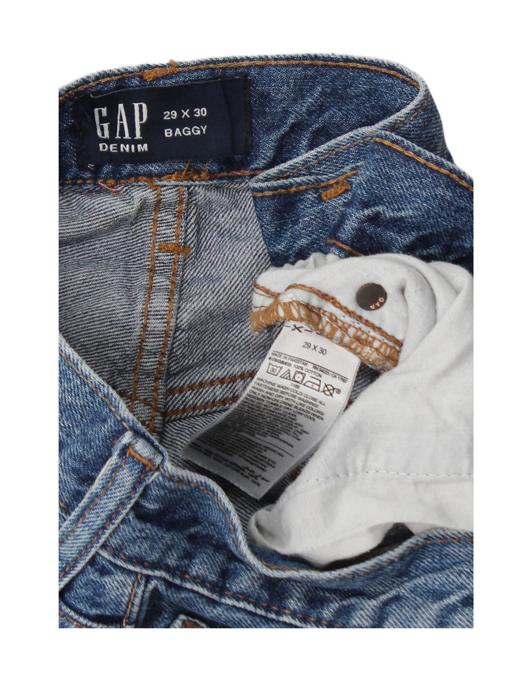 Jeans soltos femininos Gap W29 L30 algodão azul marinho