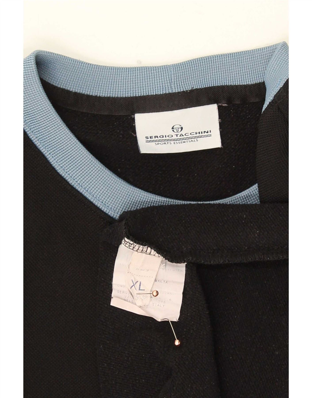 Sergio Tacchini moletom gráfico masculino Jumper XL preto colorblock