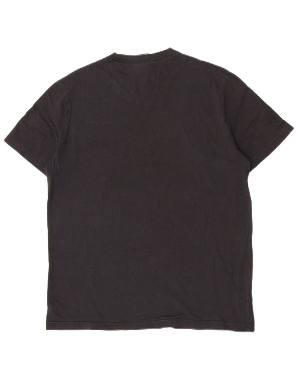 Camiseta masculina Champion pequena preta colorida em algodão