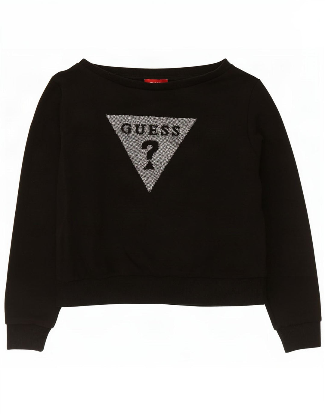 Guess Womens Crop Graphic Moletom Jumper Reino Unido 14 Médio Algodão Preto