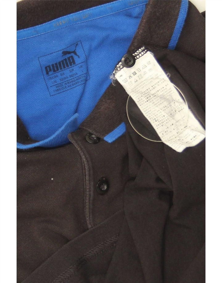 Camisa polo masculina Puma grande listrada preta de algodão
