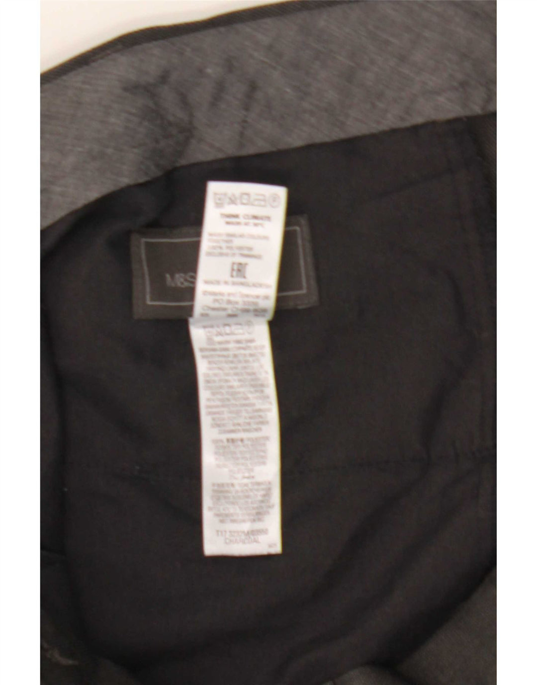Calça casual masculina Marks & Spencer de ajuste regular W38 L33 cinza poliéster