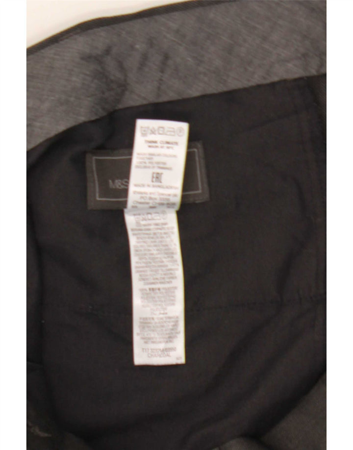 Calça casual masculina Marks & Spencer de ajuste regular W38 L33 cinza poliéster