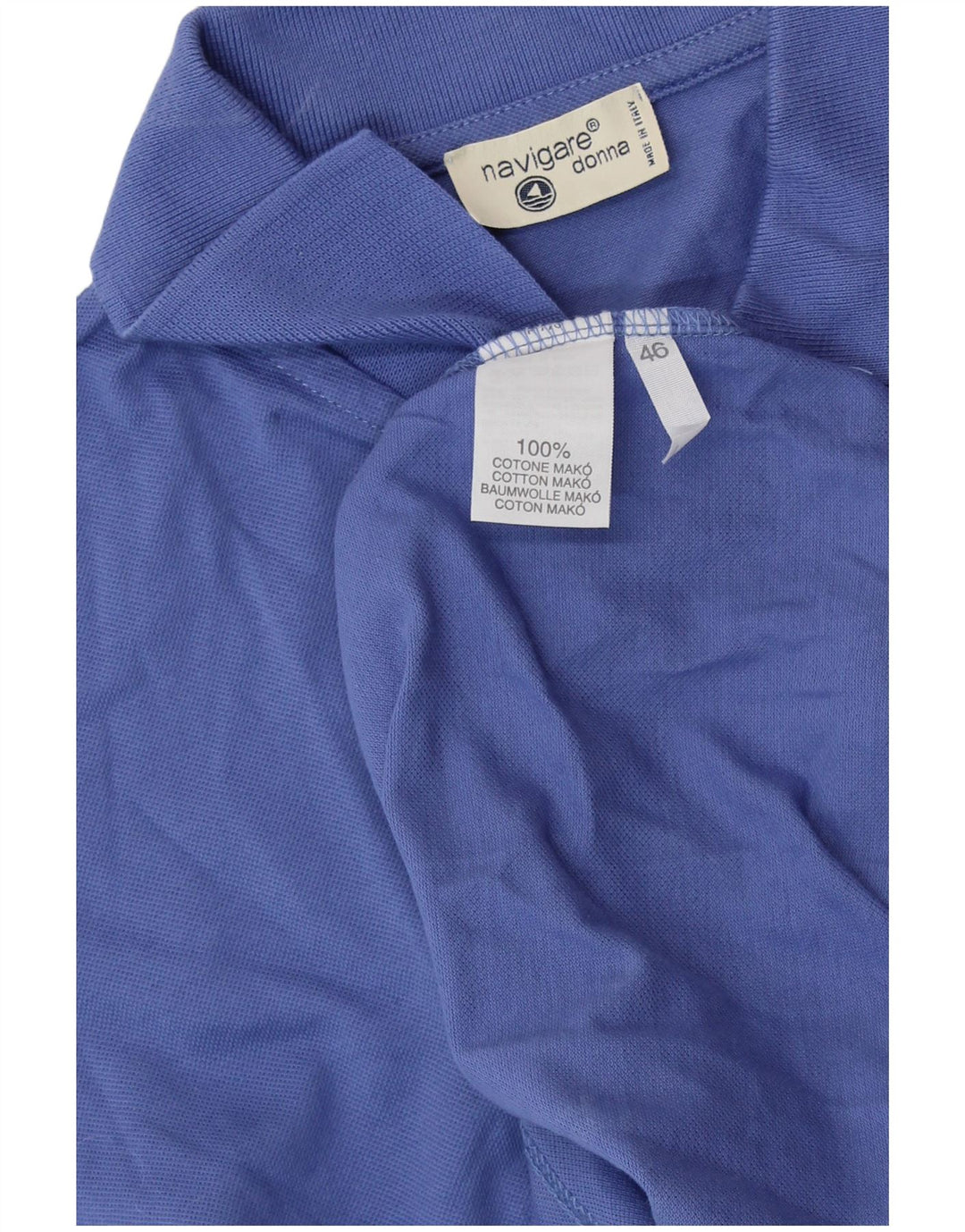 Camisa polo feminina NAVIGARE IT 46 grande algodão azul