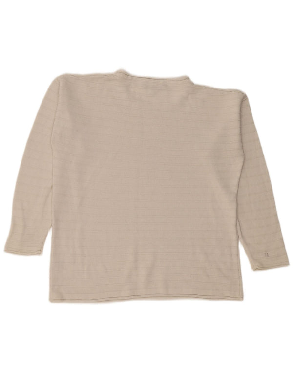 Suéter feminino Crew Clothing com gola canoa Reino Unido 16 listrado branco grande