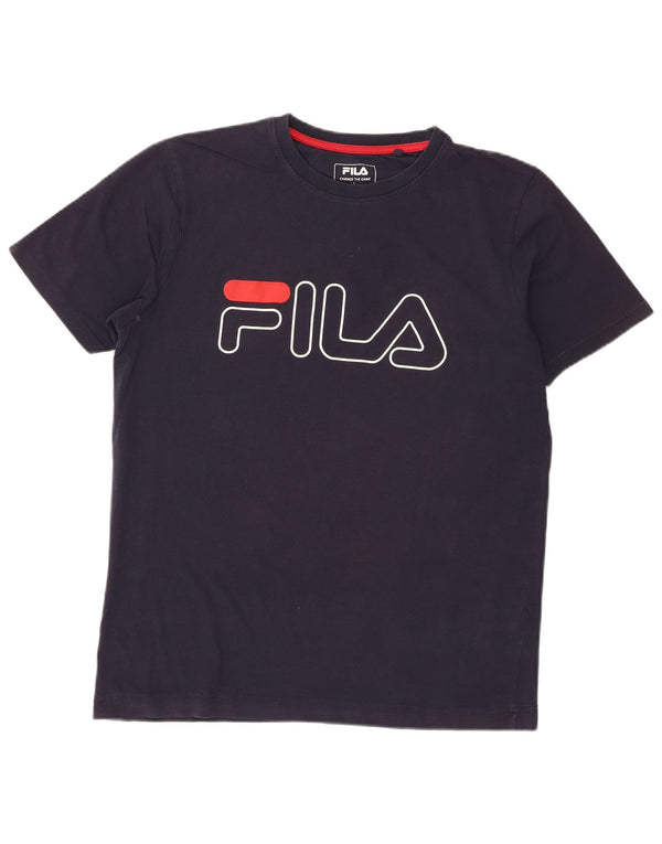 Fila Mens Graphic T-Shirt Top Grande Algodão Azul Marinho