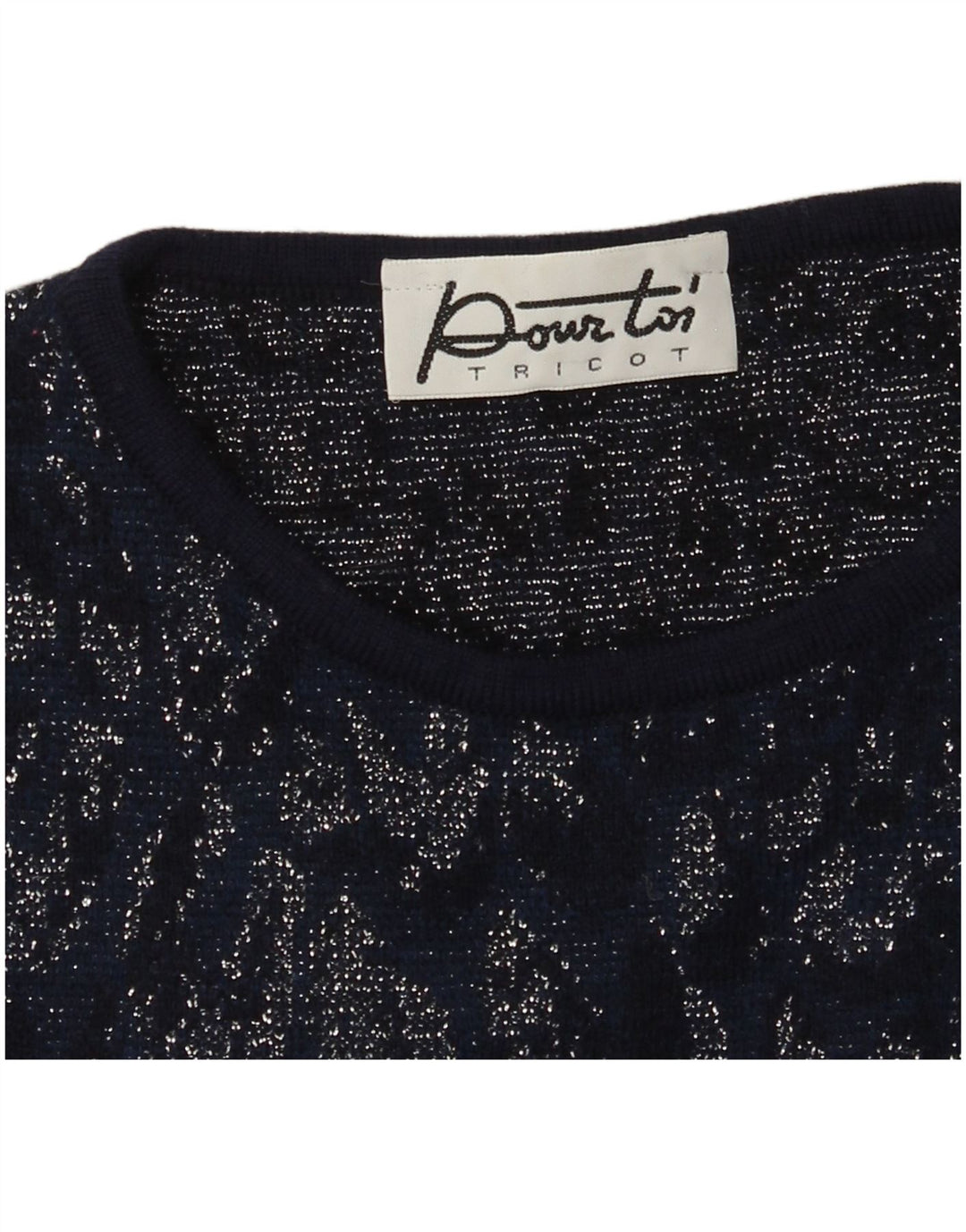 Top feminino vintage de manga comprida UK 8 pequeno azul marinho tie-dye
