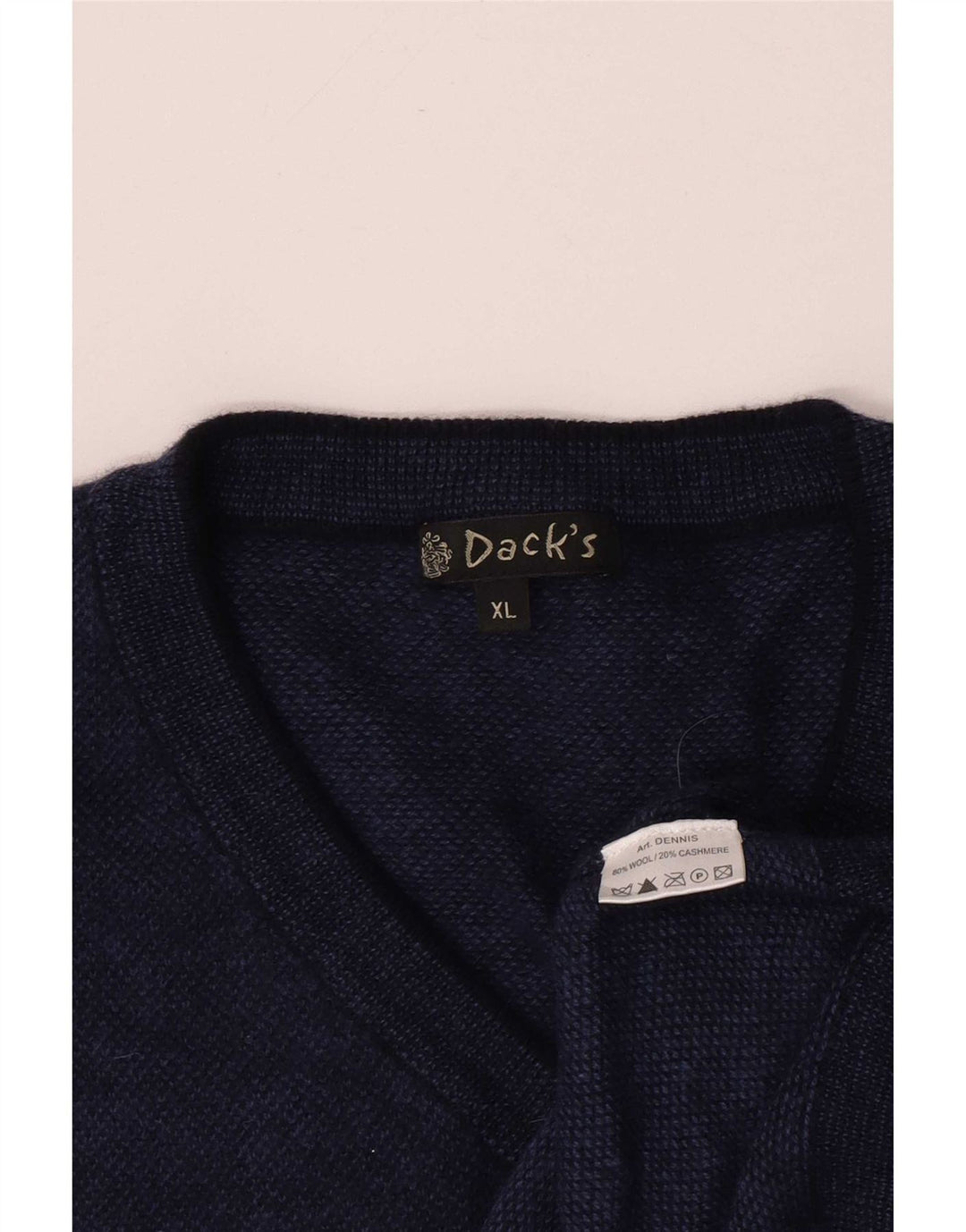 Suéter masculino Dack com decote em V XL lã azul marinho