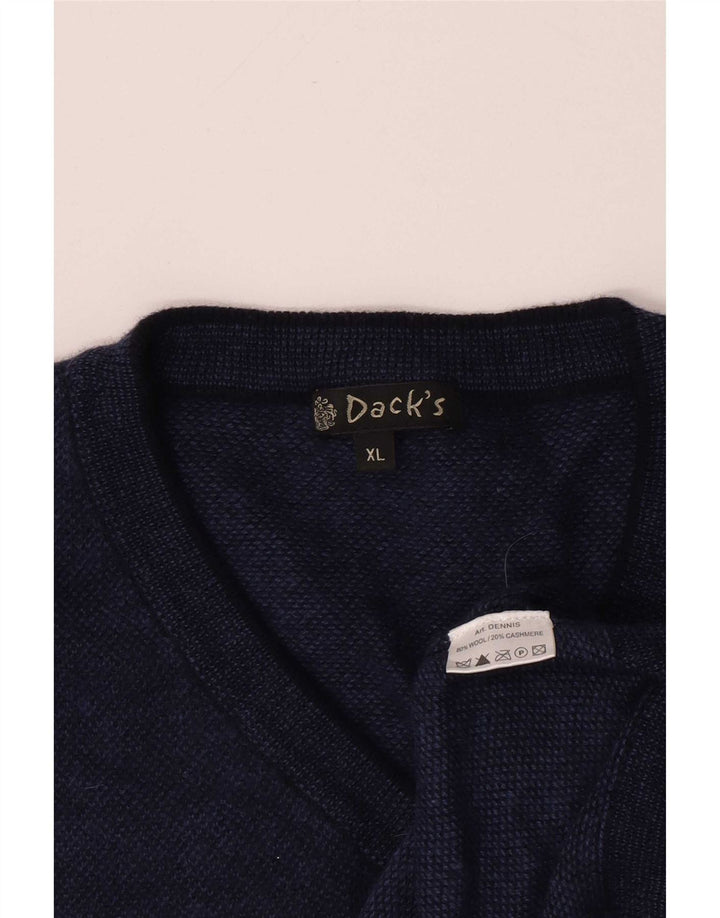 Suéter masculino Dack com decote em V XL lã azul marinho